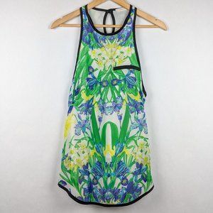 Lush Floral Tank Top - Green, Blue, Yellow